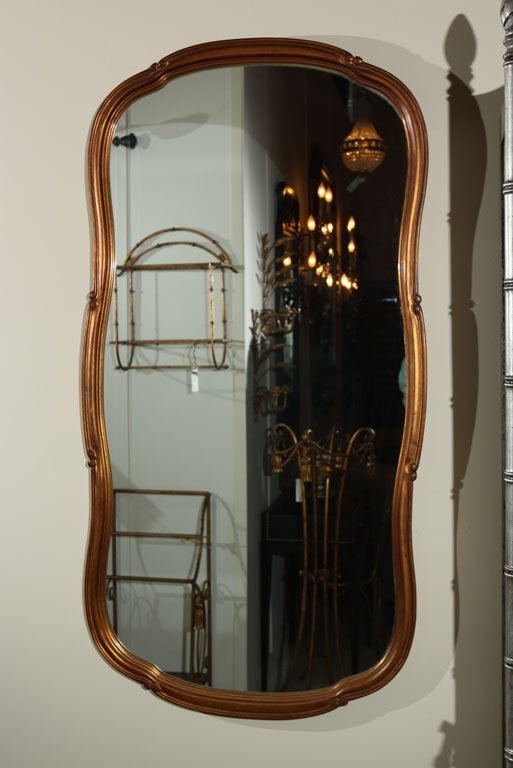 Tall Gilt Mirror with Curvy Carved Edging