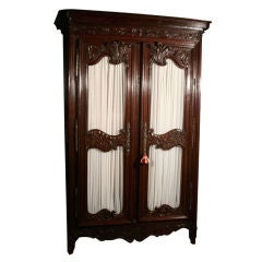 Antique Carved French Oak Armoire