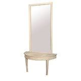 Pair of Adam Style Demi Lune Console Tables and Mirrors
