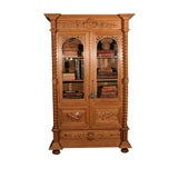 Antique Carved French Oak Bookcase