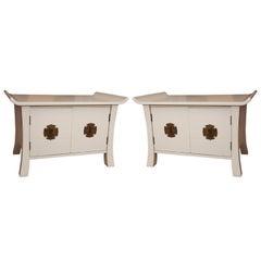 Pair of Bedside/Side Tables in the style of James Mont.