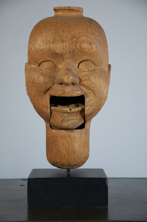 Folk Art Vintage Wood Carved Ventriloquist's Dummy Head