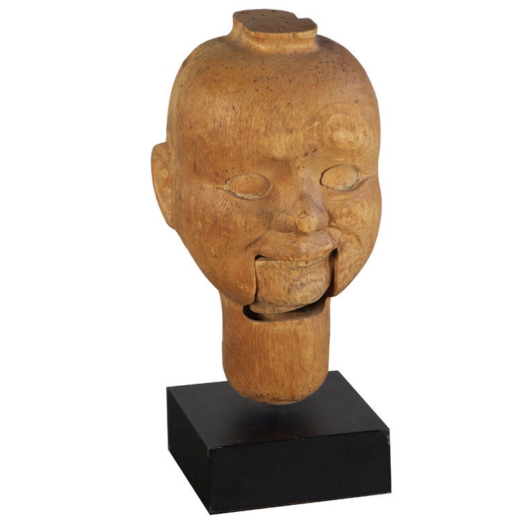 Vintage Wood Carved Ventriloquist's Dummy Head