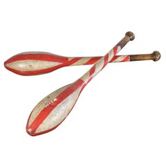 Fantastic Hand Carved and Painted Juggling or Indian Clubs