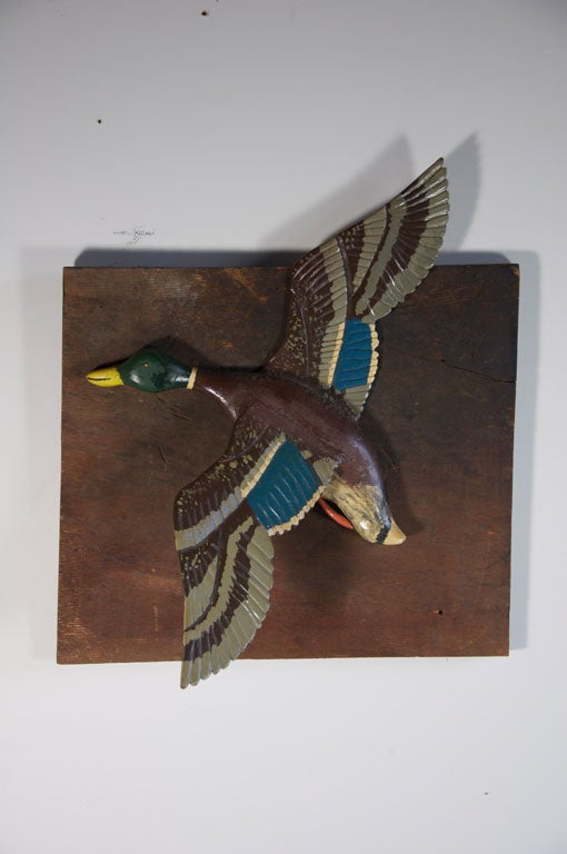 Three Dimensional Carved Duck Plaque