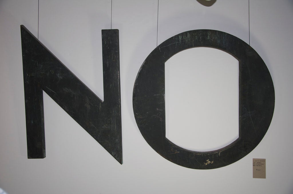 Fantastic cast bronze vintage letters. Great way to get your point across! Salvaged from a bank building in the midwest. Great patinated bronze surface. Very substantial and solid letters. 