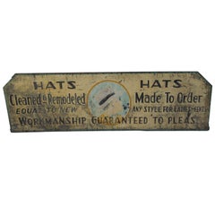 c. 1920's American Millinery And Hatter Sign
