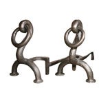 Iron Andiron with Large Ring