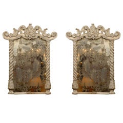 Pair French Mirrors in Soft Gray Polychrome