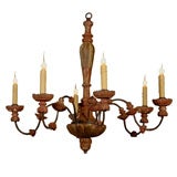 Six Light 19th Century Chandelier with Sienna Polychrome