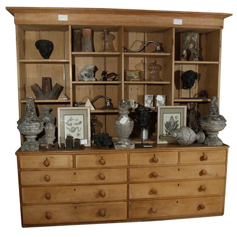 Large 19th C English Pine Step-Back Cupboard