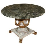 Stunning Carved Center Table with Green Granite Top