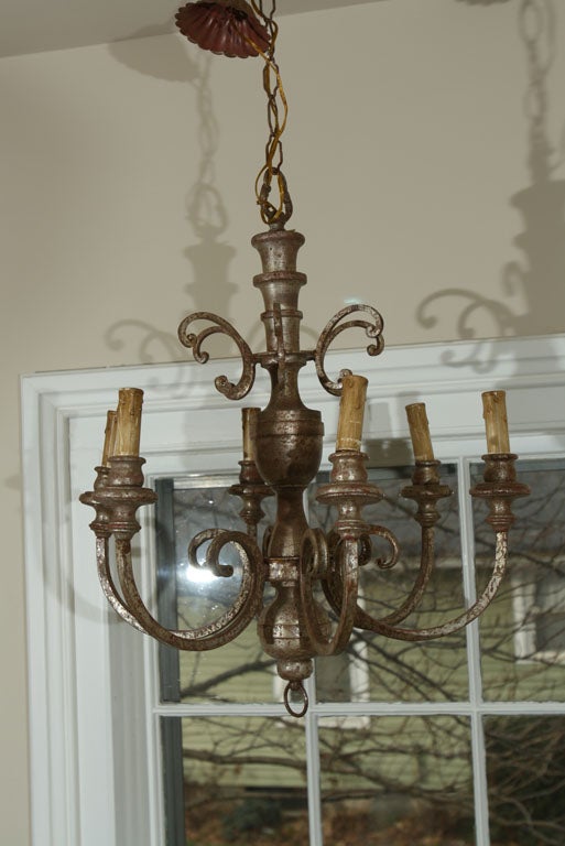 Classical Swedish Silver Leaf Wooden Chandelier For Sale 1