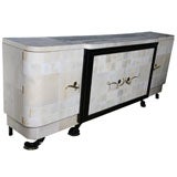 Grand Scale French Art Deco Full Parchment Buffet/ Sideboard