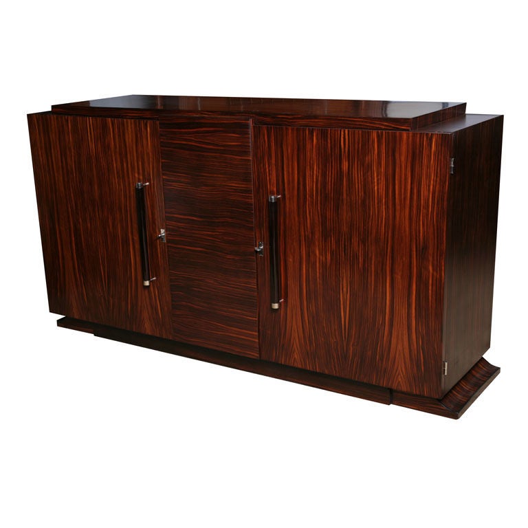 Classic French Art Deco Exotic Macassar Ebony Buffet/ Sideboard