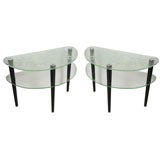 Pair of Acid Etched Demi Lune Tables 4