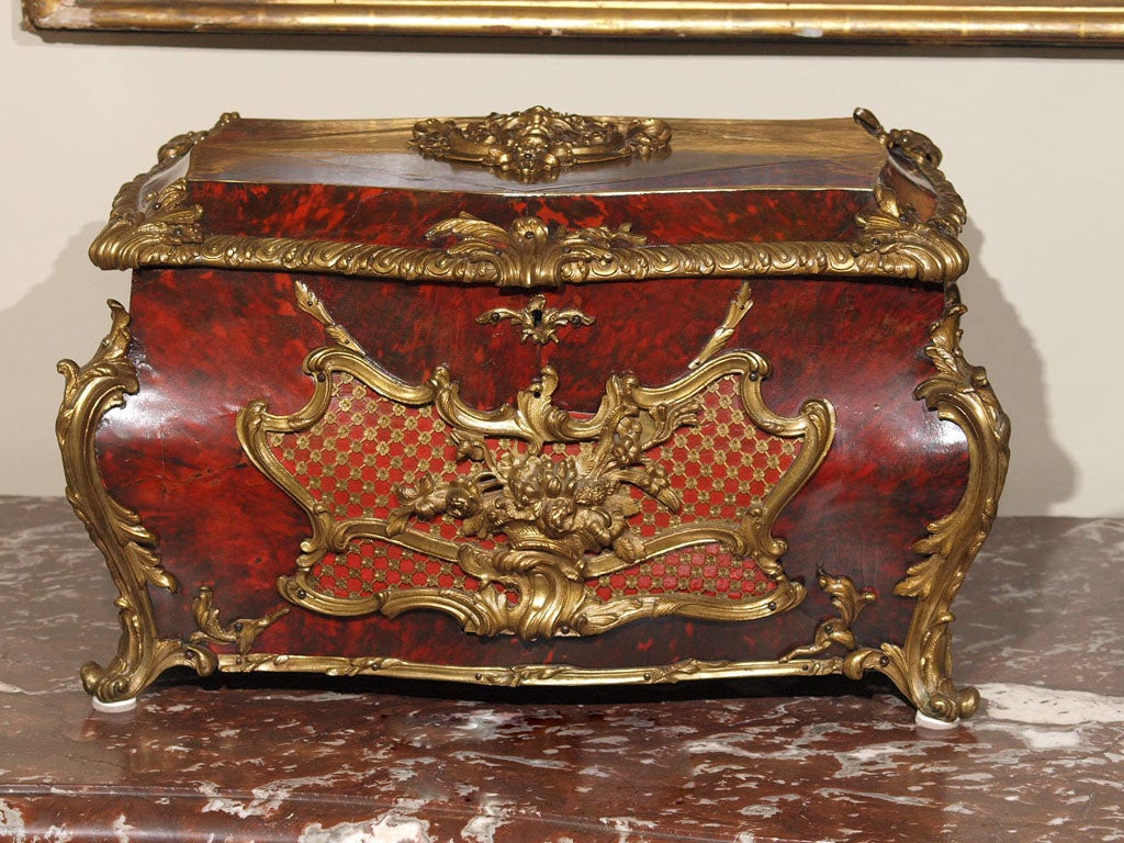 18TH C French Louis XV tortoishell and bronze mounted jewell casket of MONUMENTAL SIZE!