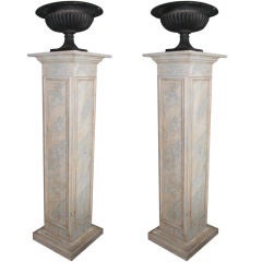 Swedish pedestals with Cast Iron Urns