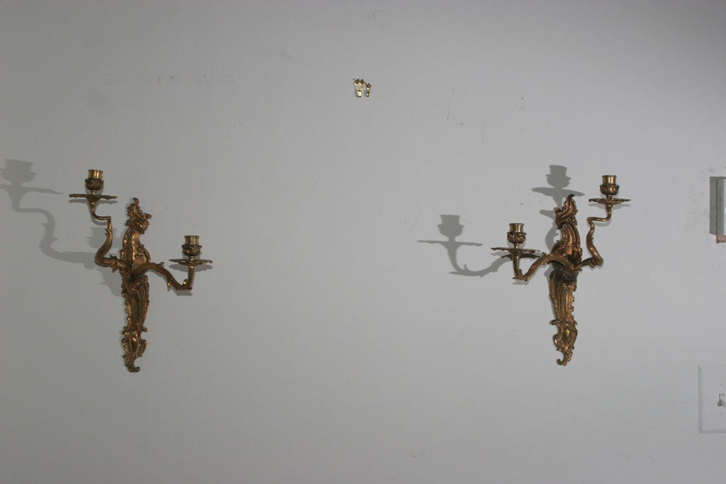 Wall Sconces Gilt Bronze French Rococo Louis XV 18th Century France In Good Condition For Sale In New York, NY