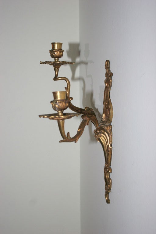 Ormolu Wall Sconces Gilt Bronze French Rococo Louis XV 18th Century France  For Sale