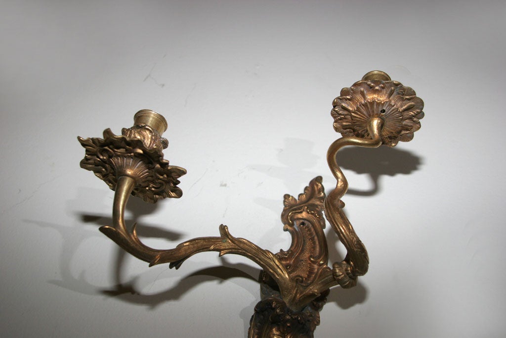 Wall Sconces Gilt Bronze French Rococo Louis XV 18th Century France For Sale 3