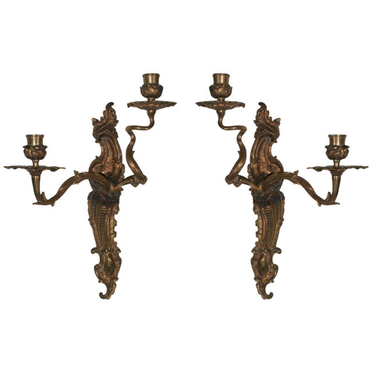 Wall Sconces Gilt Bronze French Rococo Louis XV 18th Century France 