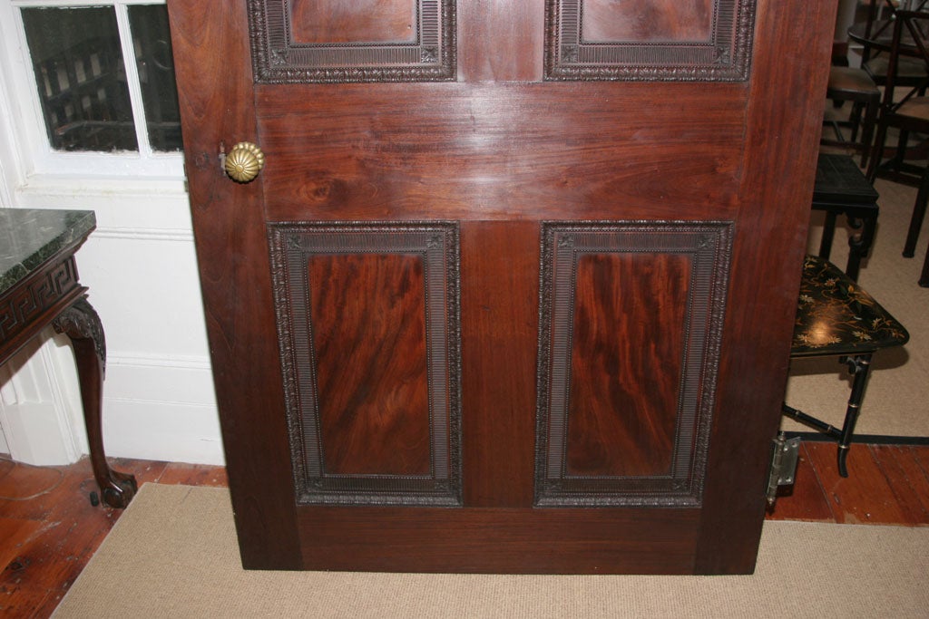 Antique Adam Period Carved Flame Grain Mahogany Door, English, circa 1770 For Sale 1