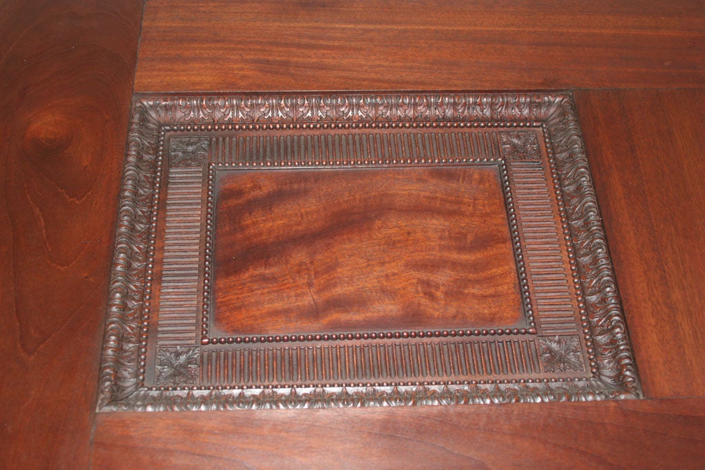Hand-Carved Antique Adam Period Carved Flame Grain Mahogany Door, English, circa 1770 For Sale