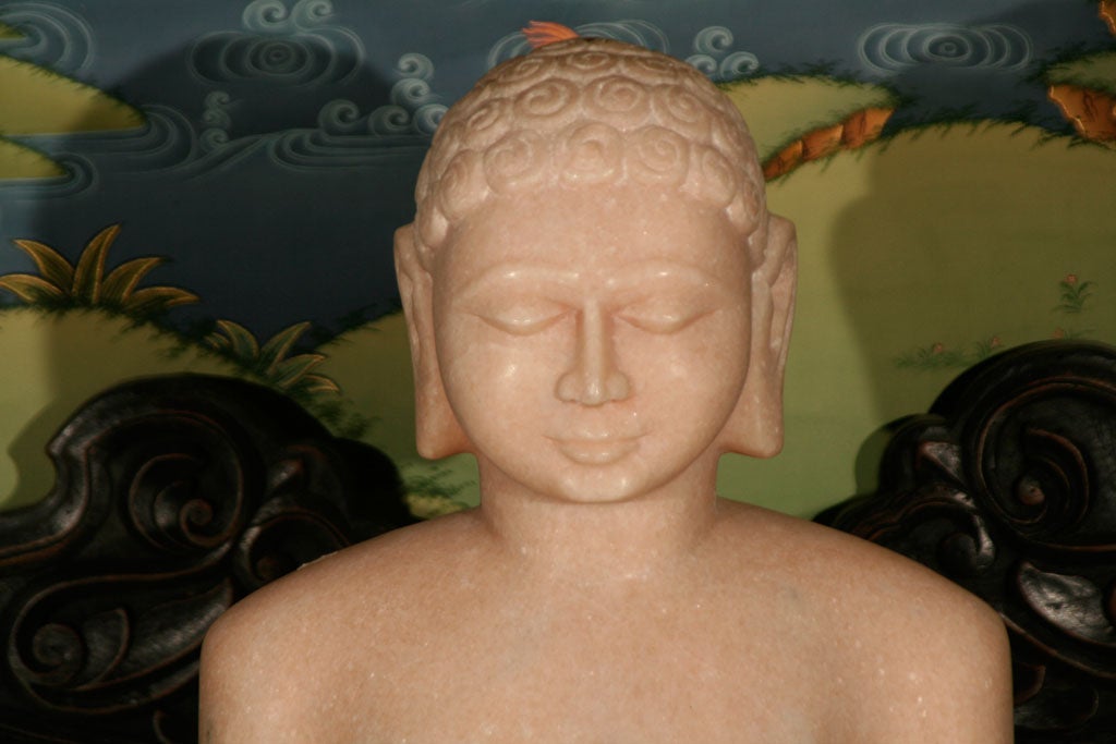 A superb and sensitively rendered statue of a truly meaningful deity.  <br />
History:<br />
Mahavira was one of the great teachers in ancient India and the person to whom Jainism as a vigorous and coherent movement is attributed.  Mahavira was a