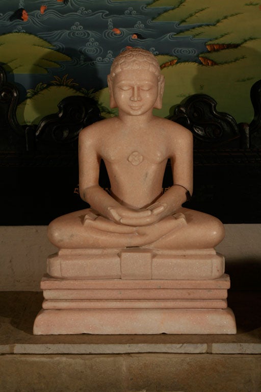 Seated Mahavira with Pedestal Base For Sale 3