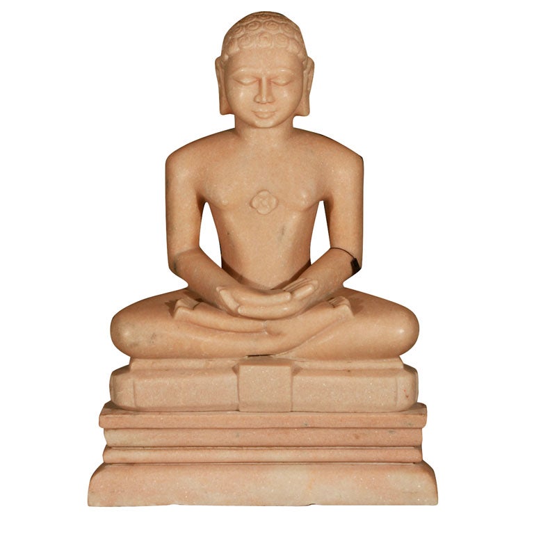 Seated Mahavira with Pedestal Base For Sale