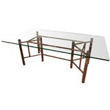 McGuire bamboo dining table with solid glass top