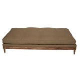 Antique Large Louis XVI Style Ottoman/Bench Upholstered in Beige Linen