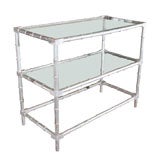 1960s Silver Gilt Faux Bamboo 3-tier shelving unit