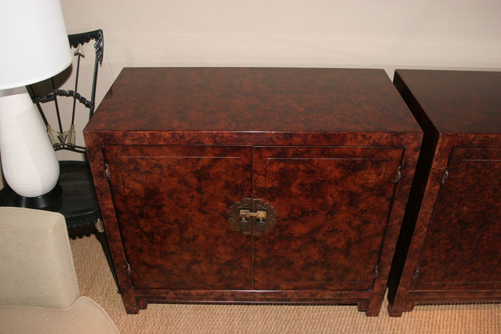 American Pair of lacquered Asian inspired chests For Sale