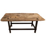Antique Philippine Wood Coffee Table with Contemporary Base