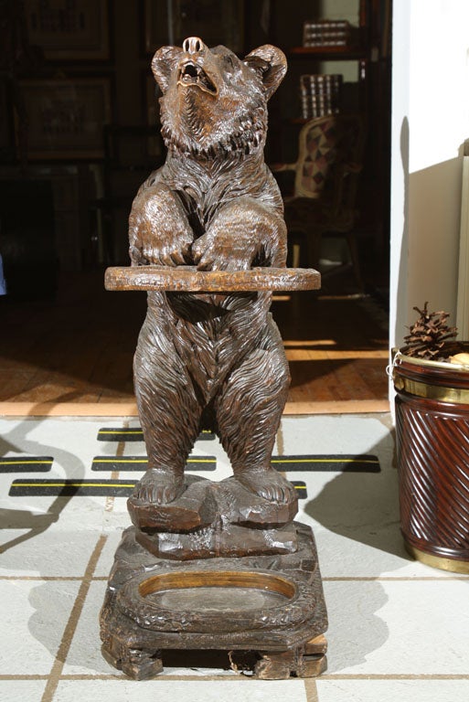 European Black Forest Bear Figural Umbrella Stand For Sale