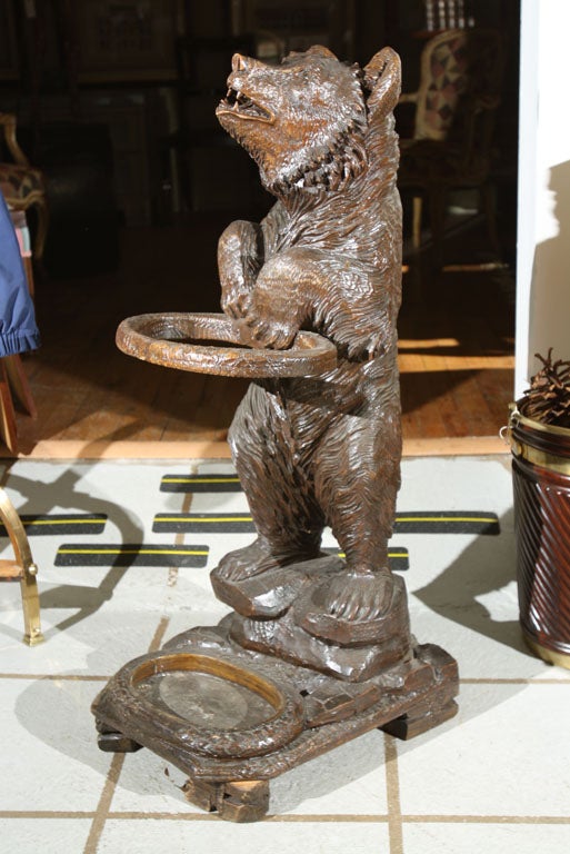 20th Century Black Forest Bear Figural Umbrella Stand For Sale
