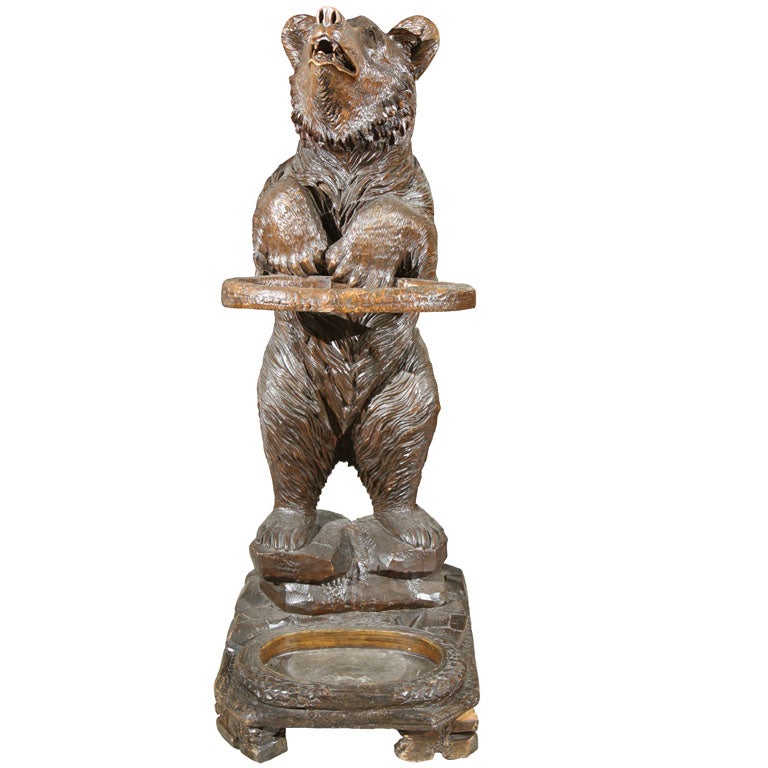 Black Forest Bear Figural Umbrella Stand For Sale