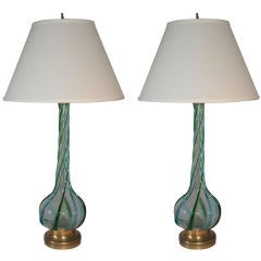 Pair of Tall Murano Glass Table Lamps