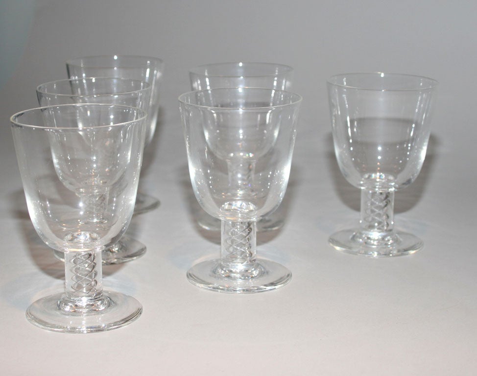 American Six Large Crystal Goblets by Walter Dorwin Teague for Steuben
