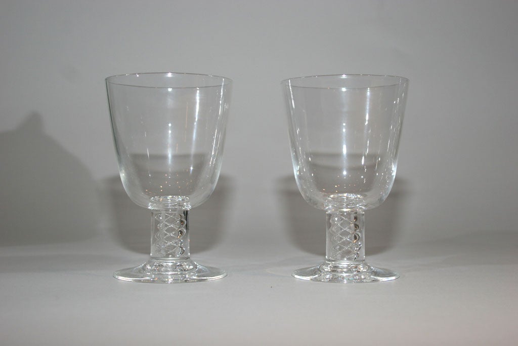 Six Large Crystal Goblets by Walter Dorwin Teague for Steuben 3