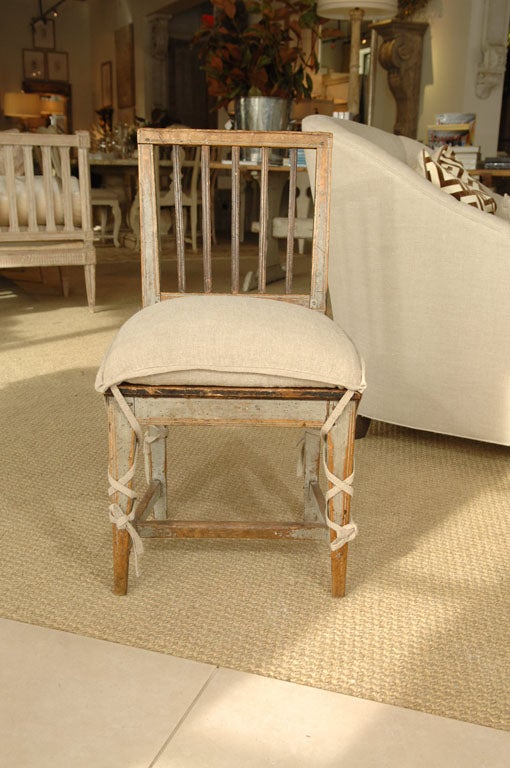 Swedish Gustavian Chair with Pancake Cushion For Sale