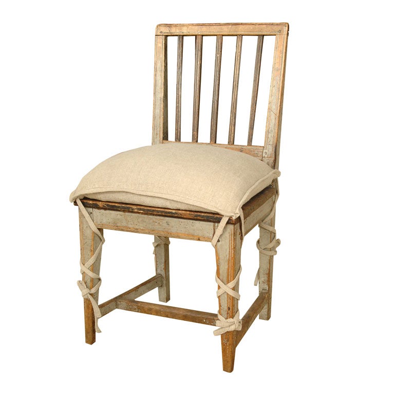Gustavian Chair with Pancake Cushion For Sale