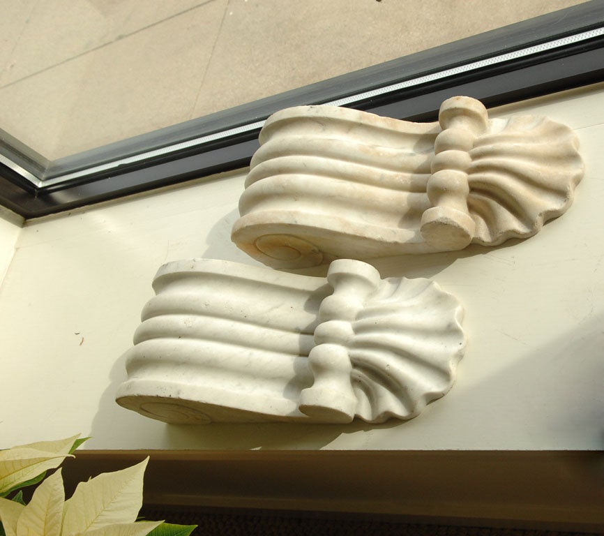 Pair of Marble Corbels with great veining