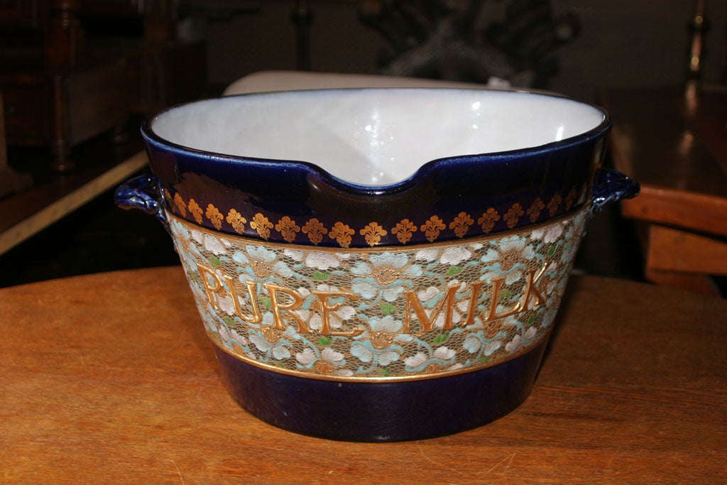 British Rare Royal Doulton Blue Cloisonné Milk Pail