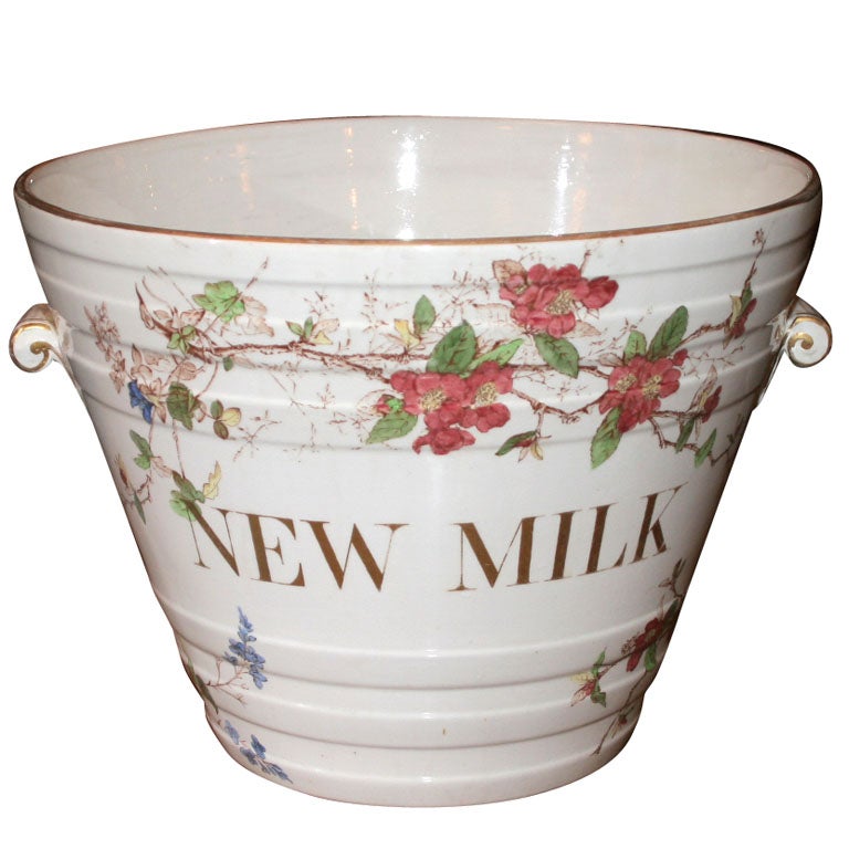 Large Milk Pail with Roses