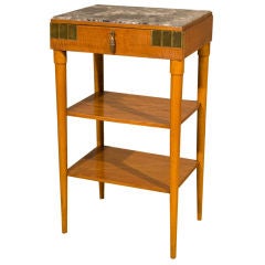 French Art Deco Style Marble Top End Table French Art Deco Style Marble Top End Table