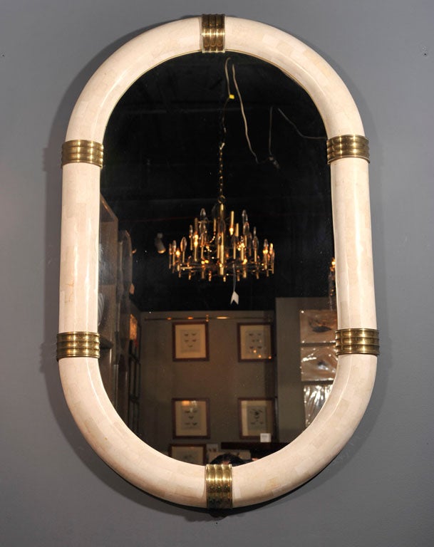 Late 20th Century Filipino Stone Veneered Racetrack Mirrors by Maitland-Smith, Ltd For Sale