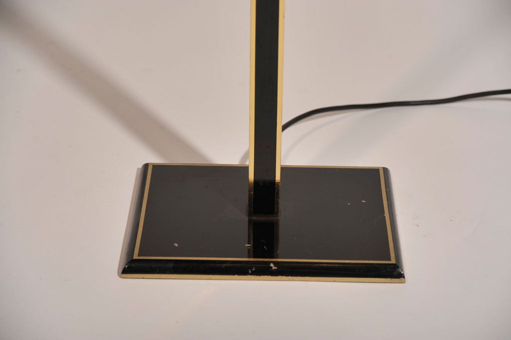 Hollywood Regency Italian Tall Brass and Black Lacquer Torchière For Sale